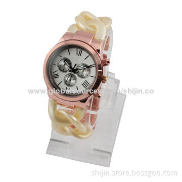 Fashionable Watch with Alloy Case and Plastic Band, Three Eyes, OEM, China Manufacturer